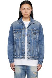 Выстиранная джинсовая куртка We11Done, синий