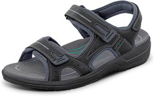 Мужские ортопедические кожаные сандалии Orthofeet Gemini с регулируемой посадкой, черный