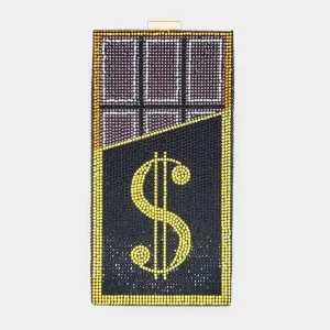 Блестящая Chocolate вертикальная сумочка-клатч со знаком доллара Fashnzfab