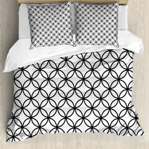 Комплект постельного белья ABAKUHAUS Modern для двуспальной кровати, с минималистичным рисунком, с защитой от клещей, подходит для аллергиков, с наволочками, синий и белый Abakuhaus