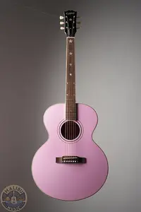 Акустическая гитара Epiphone J-180 LS розового цвета с жестким футляром