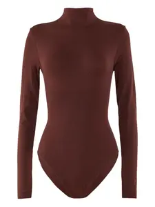 Боди с длинными рукавами и высоким воротником Wolford, коричневый