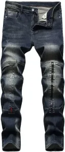 Мужские джинсы Patchwork Vintage Stretch Straight Denim Plus Size SIDUFHAOPKLL