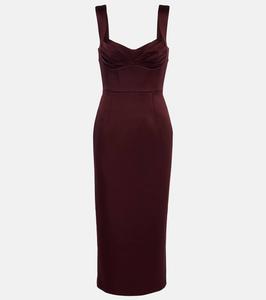 Merlot ruched satin midi dress Rebecca Vallance, Burgundy
