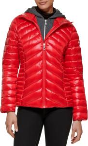 GUESS женская легкая складная куртка - стеганая, переходная пуховик, Quilted Fire Red