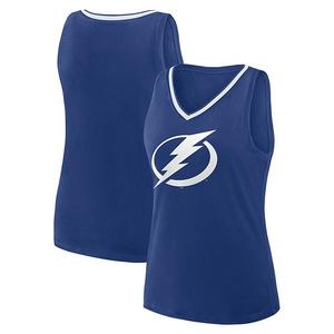 Женский синий топ-майка V-neck Tampa Bay Lightning Stellar Win Unbranded