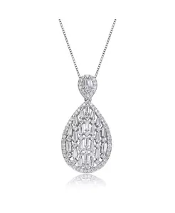 Стильное ожерелье с подвеской в форме груши из кубического циркония, покрытого белым золотом Rachel Glauber, silver