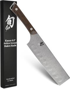 Shun Hollow-Ground Nakiri 6.5 дюймов, овощной нож серии Kanso, лезвие из нержавеющей стали, профессиональное качество, дерево/нержавеющая сталь