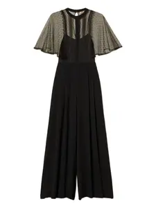 Комбинезон из тюля с широкими штанинами Twinset, черный