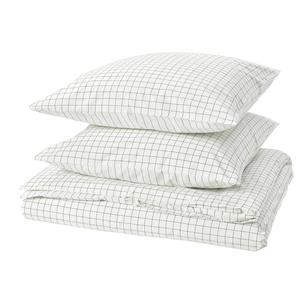 Пододеяльник и наволочка, белый/антрацитовый, 140x200/80x80 см IKEA Doftakleja