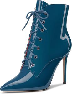 Женские ботильоны Castamere на высоком каблуке, застежка-молния, заостренный носок, короткие ботинки с шнуровкой, сексуальные офисные туфли с каблуком 3,9 дюйма, Dark Green