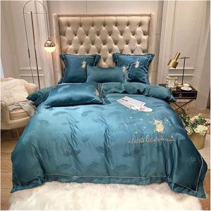 A1DFDFGOQSFG Комплект постельного белья двуспальный с вышивкой зеленый Green