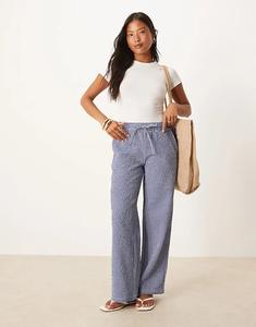 Широкие брюки JDY Petite из сирсакера в синюю клетку