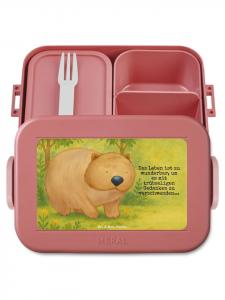 Mr. & Mrs. Panda Дизайн бенто-бокса в виде вомбата с надписью, пастельно-красный цвет