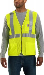 Carhartt мужская 106171 светоотражающая сетчатая жилетка Class 2 с несколькими карманами, Brite Lime