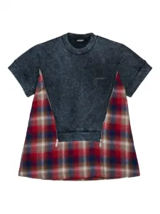 Клетчатое платье со вставками DSQUARED2 KIDS, серый