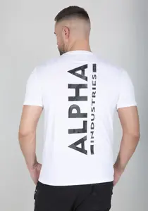 Рубашка с круглым вырезом Alpha Industries "Back Tee Camo Print", белый