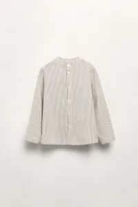 Рубашка в полоску со стоячим воротником - 2-5 лет - лимитированная серия Zara, коричневый/белый