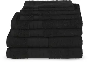 Комплект полотенец доброе утро "Uni" (набор, 8 шт.), с тканым краем Good morning (8 шт.), черный