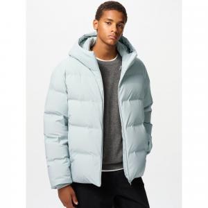 Пуховая куртка Uniqlo с капюшоном, 02 светло-серый