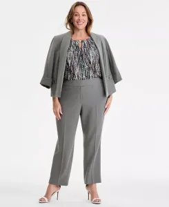 Брюки с высокой посадкой и зауженным силуэтом Plus Size Kasper, зеленый