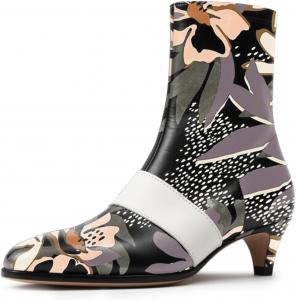 Женские сексуальные ботильоны Zszszsu с острым носком, ремешком и низким каблуком-китен, легко надеваются, праздничные короткие ботинки для вечеринок, повседневной носки, зимние и осенние образы, размеры 4-16 США, Flowers And Leaves Print