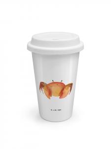 Mr. & Mrs. Panda Белая дорожная кружка для знака зодиака Рак, без надписей