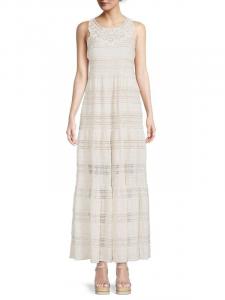 Многоярусное кружевное платье макси Eliza J Ivory