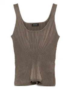 Топ с квадратным вырезом в рубчик Mugler, коричневый