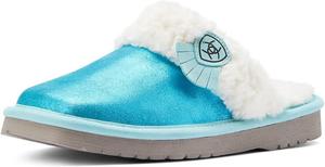 Женские домашние/теплые и комфортные тапочки ARIAT Jackie с квадратным носком из экзотической кожи и верхом из натуральной замши, бирюзовый