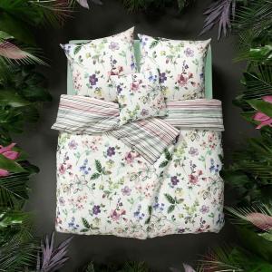 Постельное белье сатин Estella Mako 155х220 Лилии рассеянные цветы двусторонний разноцветный 4747-985