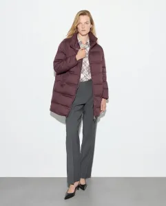 Длинный гладкий пуховик из мура Woman El Corte Inglés, бордовый