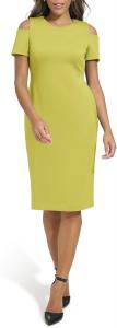 Женское платье-футляр Calvin Klein Scuba с открытыми плечами, Celery