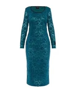 Кружевное платье с длинными рукавами Versace Jeans Couture, синий