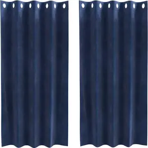 Плотные шторы , 2 шт., темно-синие, 140 x 175 см, бархат vidaXL