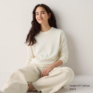 Свитер из мериносовой шерсти с круглым вырезом UNIQLO, белый