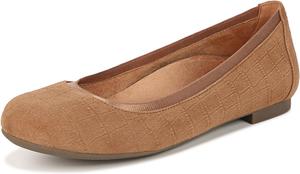 Женские балетки Vionic Anita - удобные туфли с круглым носком, оснащенные встроенной стелькой с поддержкой свода стопы, которая корректирует пронацию и помогает облегчить боль в пятке, при плантарном фасците, размеры 5-12, бежевый