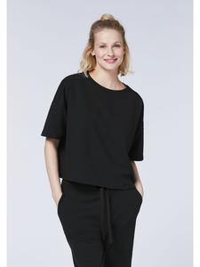 Футболка свободного кроя с принтом для йоги черного цвета Detto Fatto