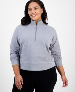 Флисовая блузка большого размера с застежкой-молнией до середины груди ID Ideology, Grey Smoke Heather