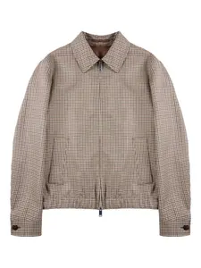 Клетчатый бомбер на молнии Incotex, коричневый