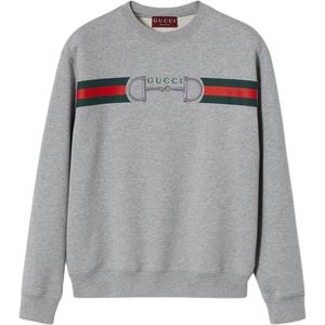 Хлопковый джерси свитшот с принтом GUCCI, серый