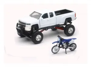 Модель пикапа Chevrolet с мотоциклом Yamaha MX в масштабе 1:32 New Ray Toys