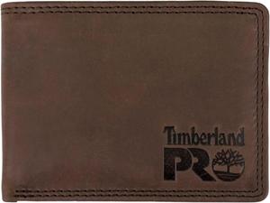 Timberland PRO мужской тонкий кожаный RFID кошелек с задним окошком для удостоверения, Dark Brown/Pullman