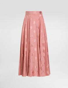 Шелковая жаккардовая юбка-солнце миди с логотипом dg Dolce & Gabbana, розовый
