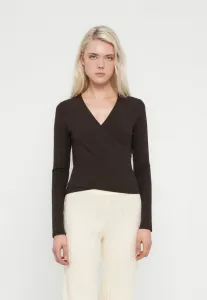 Широкий топ с запахом и длинными рукавами Gap, Terra Brown