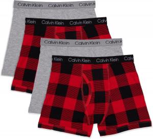 Комплект из 4 трусов-боксеров Calvin Klein для мальчиков, Heather Grey/Buffalo Plaid