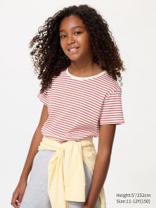 Рифленая футболка в полоску Uniqlo, 14 red
