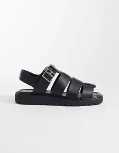 Черные кожаные сандалии в рыбацком стиле с квадратным носком Calvin Klein Jeans