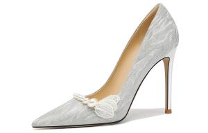 Тонкие туфли-лодочки на шпильке Mermaid Lily Wei, серебро