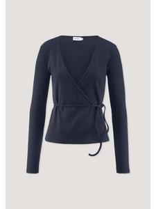 Hessnatur Футболка с длинными рукавами в рубчик, темно-синего цвета